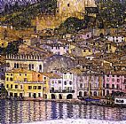 Lake Canvas Paintings - Malcesine on Lake Garda